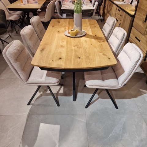 [K] Stół industrialny rozkładany ASPEN 200-278 cm, blat lity dąb, noga pająk