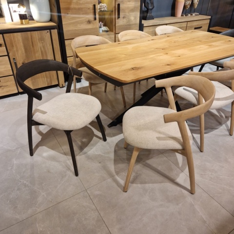 [K] Stół industrialny rozkładany ASPEN 200-278 cm, blat lity dąb, noga pająk