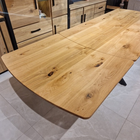 [K] Stół industrialny rozkładany ASPEN 200-278 cm, blat lity dąb, noga pająk