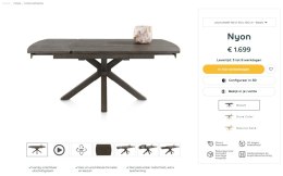 (R, od ręki) Stół rozkładany Henders & Hazel Nyon 140-190x100 cm, fornir dębowy, kolor Bazalt