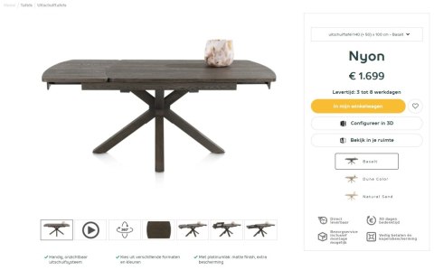 (R, od ręki) Stół rozkładany Henders & Hazel Nyon 140-190x100 cm, fornir dębowy, kolor Bazalt