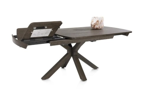 (R, od ręki) Stół rozkładany Henders & Hazel Nyon 140-190x100 cm, fornir dębowy, kolor Bazalt