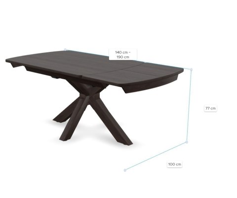 (R, od ręki) Stół rozkładany Henders & Hazel Nyon 140-190x100 cm, fornir dębowy, kolor Bazalt