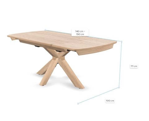 (R, od ręki) Stół rozkładany Henders & Hazel Nyon 140-190x100 cm, fornir dębowy, kolor Dune Oak/Dąb Wydmowy