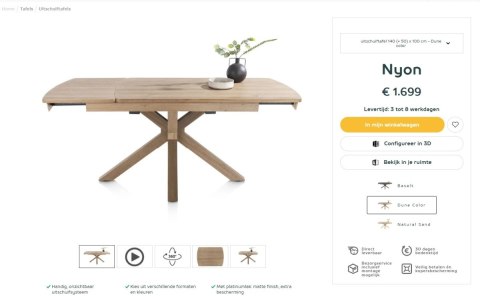 (R, od ręki) Stół rozkładany Henders & Hazel Nyon 140-190x100 cm, fornir dębowy, kolor Dune Oak/Dąb Wydmowy