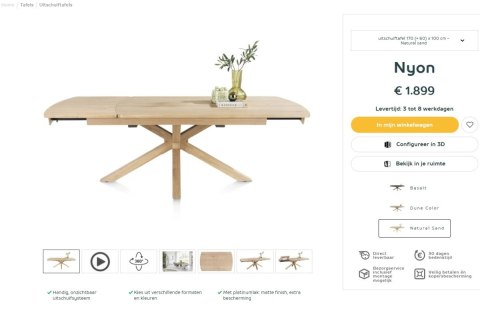 Stół rozkładany Henders & Hazel Nyon 170-230x100 cm, fornir dębowy, kolor Natural Sand