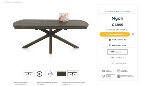 [K] Stół rozkładany Henders & Hazel Nyon 200-280x100 cm, fornir dębowy, kolor Bazalt