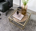 (R) Stolik Kawowy Glamour MONDELO CALACATTA GOLD 60x60 cm ze Złotą Podstawą