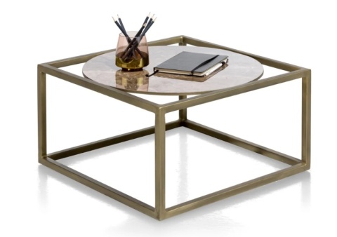 (R) Stolik Kawowy Glamour MONDELO CALACATTA GOLD 60x60 cm ze Złotą Podstawą (R) Stolik Kawowy Glamour MONDELO CALACATTA GOLD 60x60 cm ze Złotą Podstawą