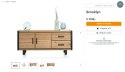 (K) Komoda BROOKLYN 180 cm, 2 drzwi, 2 szuflady, fornir dębowy Railway Brown, czarny metal