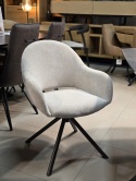 (R, od ręki) Fotel obrotowy z podłokietnikami FINN w tkaninie Livigno, kremowy z grafitową podstawą
