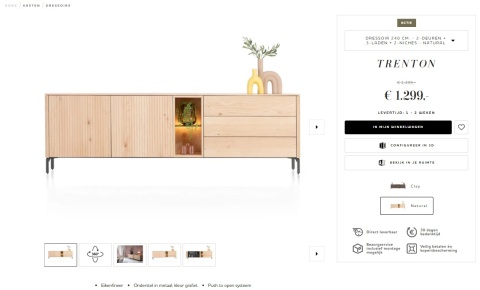 Komoda TRENTON 240 cm z naturalnego forniru dębowego, metalowa podstawa, 2 drzwi, 3 szuflady, 2 nisze LED Komoda TRENTON 240 cm z naturalnego forniru dębowego, metalowa podstawa, 2 drzwi, 3 szuflady, 2 nisze LED