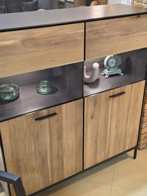 Kredens/Witryna Niska Lugal 125 cm Habufa (Tramwood Smoke, 2-drzwiowa, przeszklona) Kredens/Witryna Niska Lugal 125 cm Habufa (Tramwood Smoke, 2-drzwiowa, przeszklona)