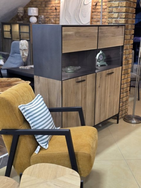Kredens/Witryna Niska Lugal 125 cm Habufa (Tramwood Smoke, 2-drzwiowa, przeszklona) Kredens/Witryna Niska Lugal 125 cm Habufa (Tramwood Smoke, 2-drzwiowa, przeszklona)