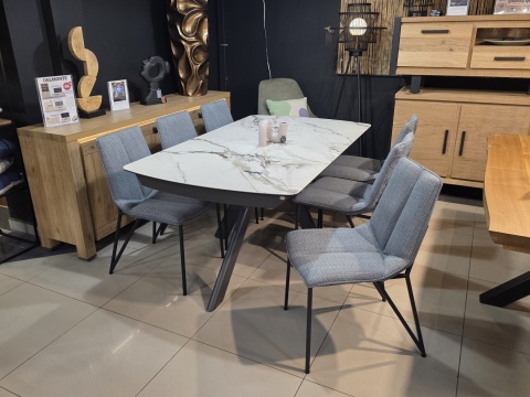 Krzesło do Jadalni YLVA, ergonomiczne, tapicerowane tkaniną Calabria/Toba Antracyt, Krzesło do Jadalni YLVA, ergonomiczne, tapicerowane tkaniną Calabria/Toba Antracyt,