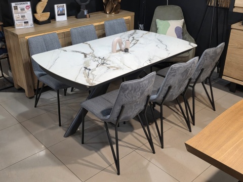 Krzesło do Jadalni YLVA, ergonomiczne, tapicerowane tkaniną Calabria/Toba Antracyt, Krzesło do Jadalni YLVA, ergonomiczne, tapicerowane tkaniną Calabria/Toba Antracyt,