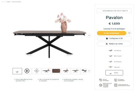 Największy stół rozkładany Pavalon 200-278x100 cm na centralnej nodze, blat Primo (HPL), kolor rdza, roest