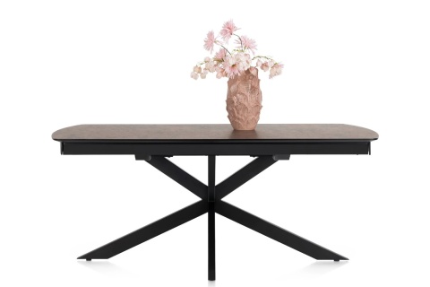 Największy stół rozkładany Pavalon 200-278x100 cm na centralnej nodze, blat Primo (HPL), kolor rdza, roest