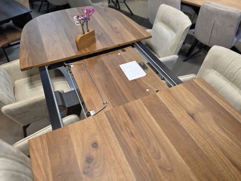 (R, od ręki) Stół Rozkładany EVEREST 190 (+ 60) x 110 cm, fornir z dymionego drzewa mango, Happy@Home (R, od ręki) Stół Rozkładany EVEREST 190 (+ 60) x 110 cm, fornir z dymionego drzewa mango, Happy@Home