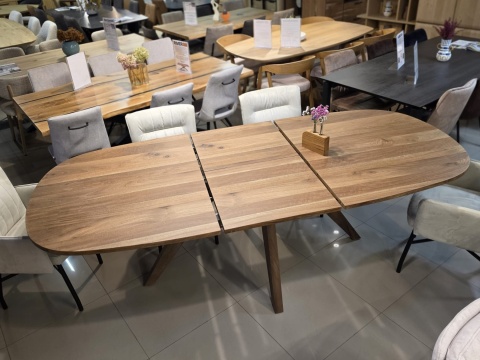 (R, od ręki) Stół Rozkładany EVEREST 190 (+ 60) x 110 cm, fornir z dymionego drzewa mango, Happy@Home (R, od ręki) Stół Rozkładany EVEREST 190 (+ 60) x 110 cm, fornir z dymionego drzewa mango, Happy@Home