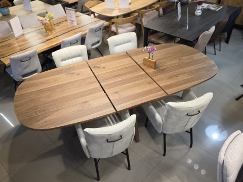 (R, od ręki) Stół Rozkładany EVEREST 190 (+ 60) x 110 cm, fornir z dymionego drzewa mango, Happy@Home (R, od ręki) Stół Rozkładany EVEREST 190 (+ 60) x 110 cm, fornir z dymionego drzewa mango, Happy@Home