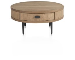Stolik Kawowy ZADE Okrągły Ø 75 cm, fornir dębowy Dune, 1 szuflada