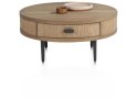 Stolik Kawowy ZADE Okrągły Ø 75 cm, fornir dębowy Dune, 1 szuflada