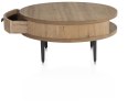 Stolik Kawowy ZADE Okrągły Ø 75 cm, fornir dębowy Dune, 1 szuflada