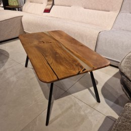 Stolik Kawowy z Litego Drewna Orzechowego z Żywicą Epoksydową 90x50 cm