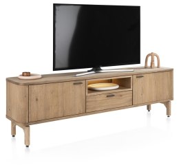 Szafka RTV ZADE 210 cm, fornir dębowy Dune, 2 drzwi, 1 szuflada, 1 nisza LED