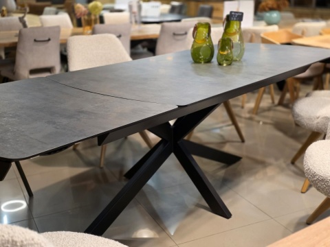 [K, od ręki DEFEKT#1] Największy stół rozkładany Pavalon 200-278x100 cm na centralnej nodze, blat Primo (HPL), kolor antracyt