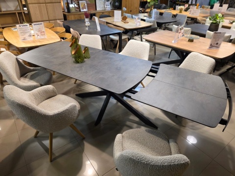 [K, od ręki DEFEKT#1] Największy stół rozkładany Pavalon 200-278x100 cm na centralnej nodze, blat Primo (HPL), kolor antracyt