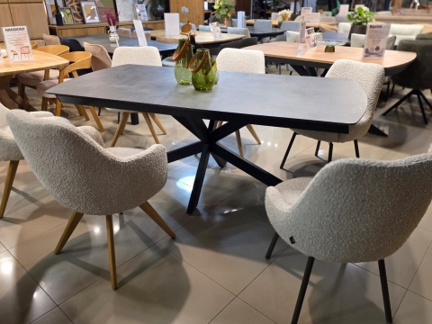 [K, od ręki DEFEKT#1] Największy stół rozkładany Pavalon 200-278x100 cm na centralnej nodze, blat Primo (HPL), kolor antracyt