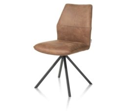 Krzesło obrotowe do jadalni Xooon FRANKY, tapicerowane tkaniną Taurus i miksem skóry w kolorze koniakowym