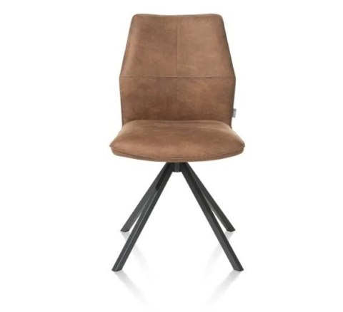 Krzesło obrotowe do jadalni Xooon FRANKY, tapicerowane tkaniną Taurus i miksem skóry w kolorze koniakowym