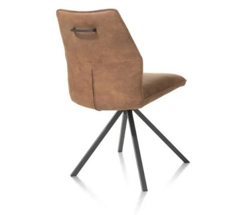 Krzesło obrotowe do jadalni Xooon FRANKY, tapicerowane tkaniną Taurus i miksem skóry w kolorze koniakowym