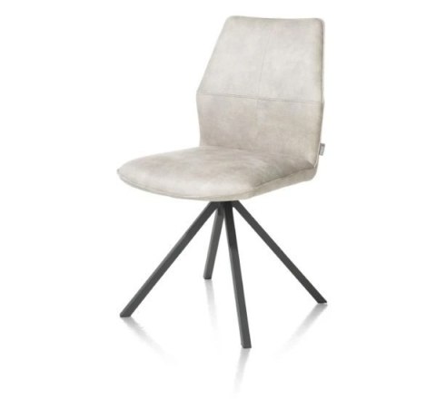 Krzesło obrotowe do jadalni Xooon FRANKY, tapicerowane tkaniną Taurus i miksem skóry w kolorze krzemowym (Kiesel)