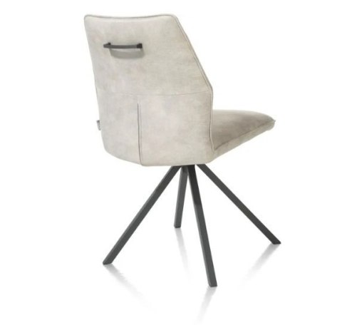 Krzesło obrotowe do jadalni Xooon FRANKY, tapicerowane tkaniną Taurus i miksem skóry w kolorze krzemowym (Kiesel)