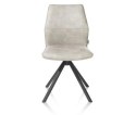 Krzesło obrotowe do jadalni Xooon FRANKY, tapicerowane tkaniną Taurus i miksem skóry w kolorze krzemowym (Kiesel)