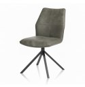 Krzesło obrotowe do jadalni Xooon FRANKY, tapicerowane tkaniną Taurus i miksem skóry w kolorze leśnej zieleni