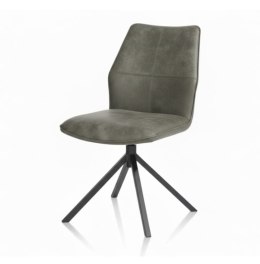 Krzesło obrotowe do jadalni Xooon FRANKY, tapicerowane tkaniną Taurus i miksem skóry w kolorze leśnej zieleni