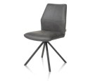 Krzesło obrotowe do jadalni Xooon FRANKY, tapicerowane tkaniną Taurus i miksem skóry w kolorze złamanej czerni (Off-Black)