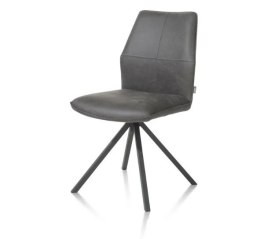 Krzesło obrotowe do jadalni Xooon FRANKY, tapicerowane tkaniną Taurus i miksem skóry w kolorze złamanej czerni (Off-Black)