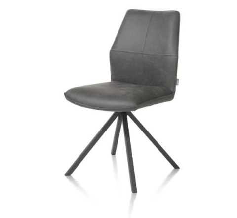 Krzesło obrotowe do jadalni Xooon FRANKY, tapicerowane tkaniną Taurus i miksem skóry w kolorze złamanej czerni (Off-Black)