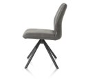 Krzesło obrotowe do jadalni Xooon FRANKY, tapicerowane tkaniną Taurus i miksem skóry w kolorze złamanej czerni (Off-Black)