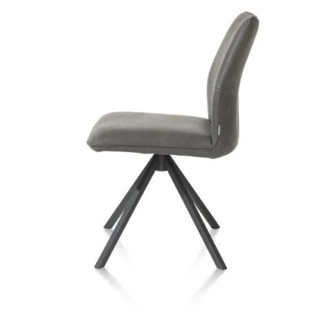 Krzesło obrotowe do jadalni Xooon FRANKY, tapicerowane tkaniną Taurus i miksem skóry w kolorze złamanej czerni (Off-Black)