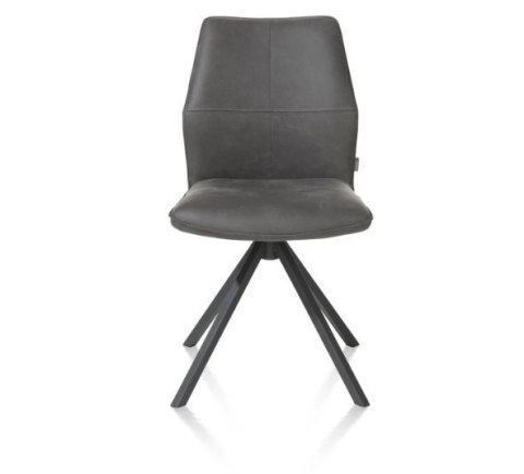 Krzesło obrotowe do jadalni Xooon FRANKY, tapicerowane tkaniną Taurus i miksem skóry w kolorze złamanej czerni (Off-Black)