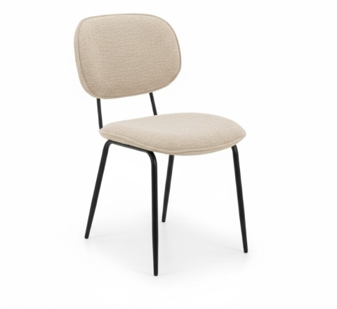 (R/K) Krzesło do jadalni LEXI z tkaniną ENZO Champagne, podstawa metalowa czarna, z uchwytem