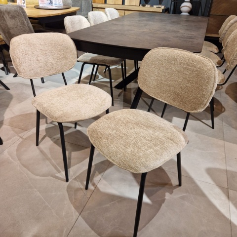 Krzesło do jadalni LEXI z wyborem tapicerki, podstawa metalowa czarna, z uchwytem