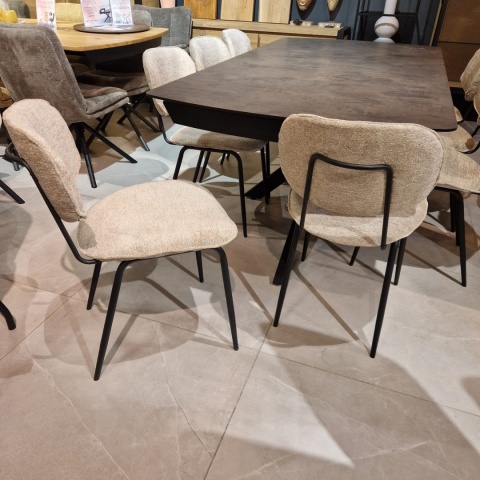 Krzesło do jadalni LEXI z wyborem tapicerki, podstawa metalowa czarna, z uchwytem